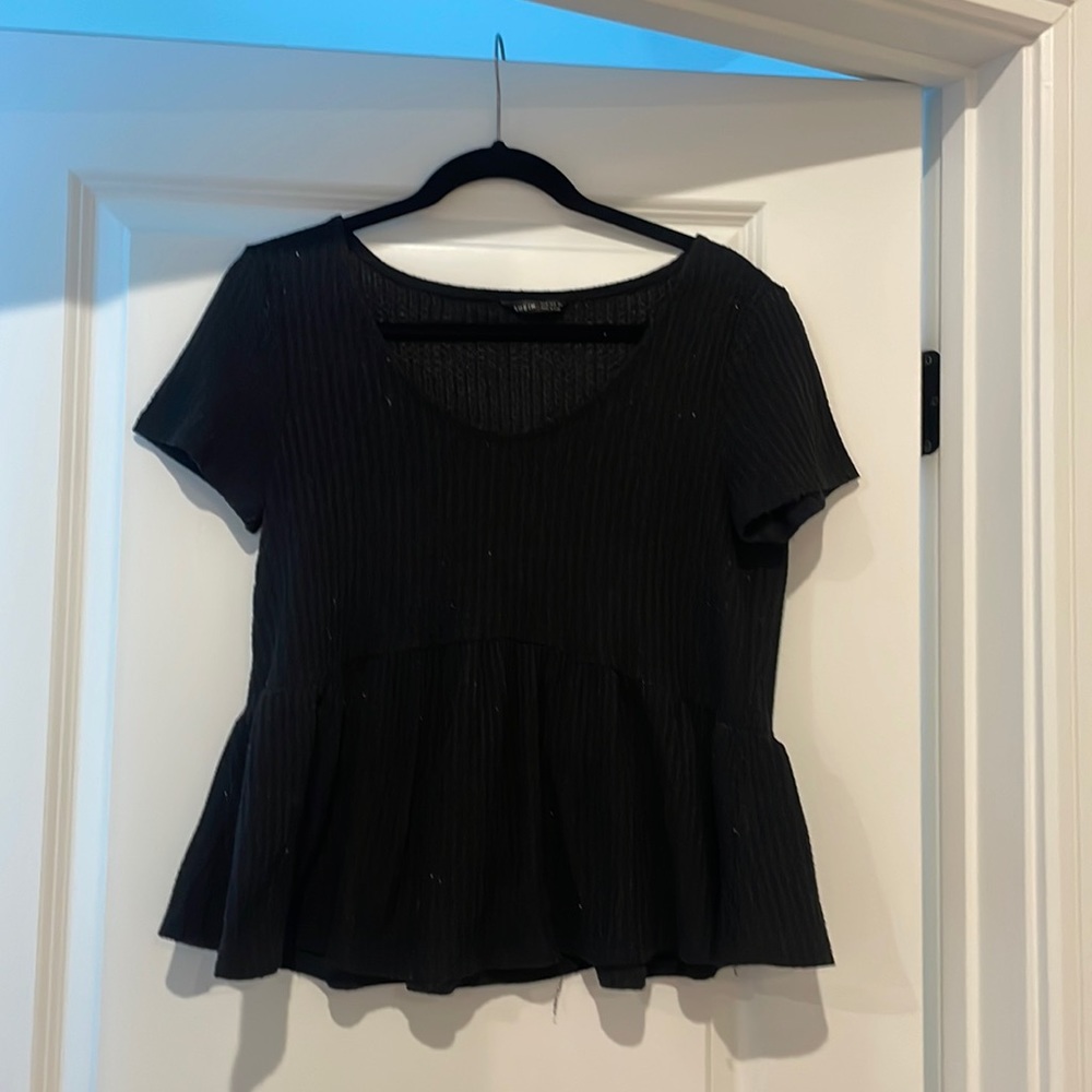 Women’s Shein Black Short Sleeve Ruffle Top